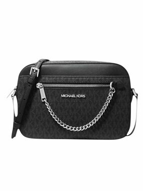 Michael Kors Jet Set Logo Crossbody Bag-Black/Silver NWT
